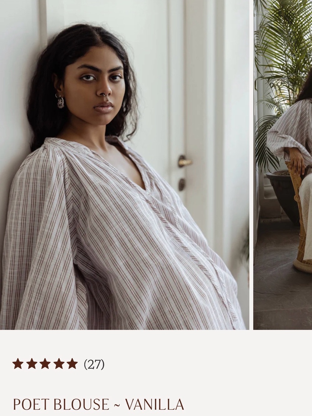Daughters of India Poet Blouse in Vanilla - Picture 2 of 12